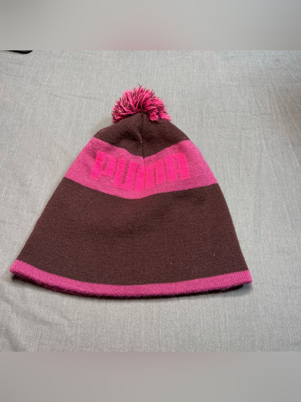 Puma Pink and Plum Knit Pom Beanie - Picture 2 of 3